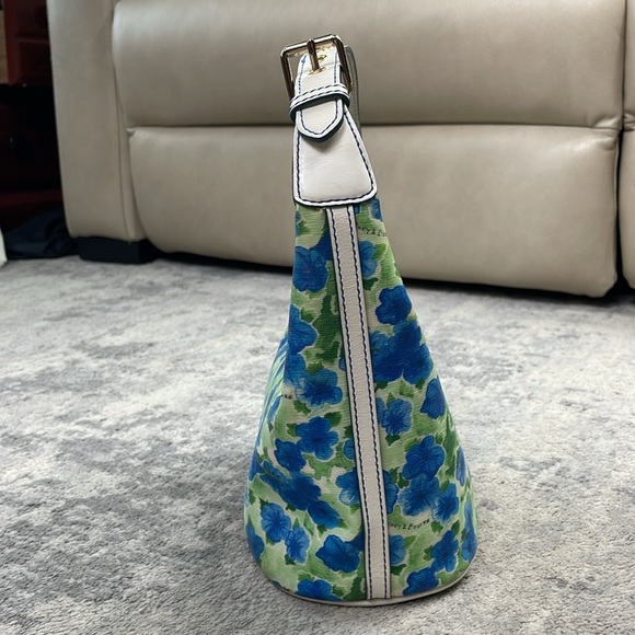 Dooney & Bourke Petunia Watercolor Floral Hobo Shoulder Bucket Bag Blue Green - Picture 5 of 17